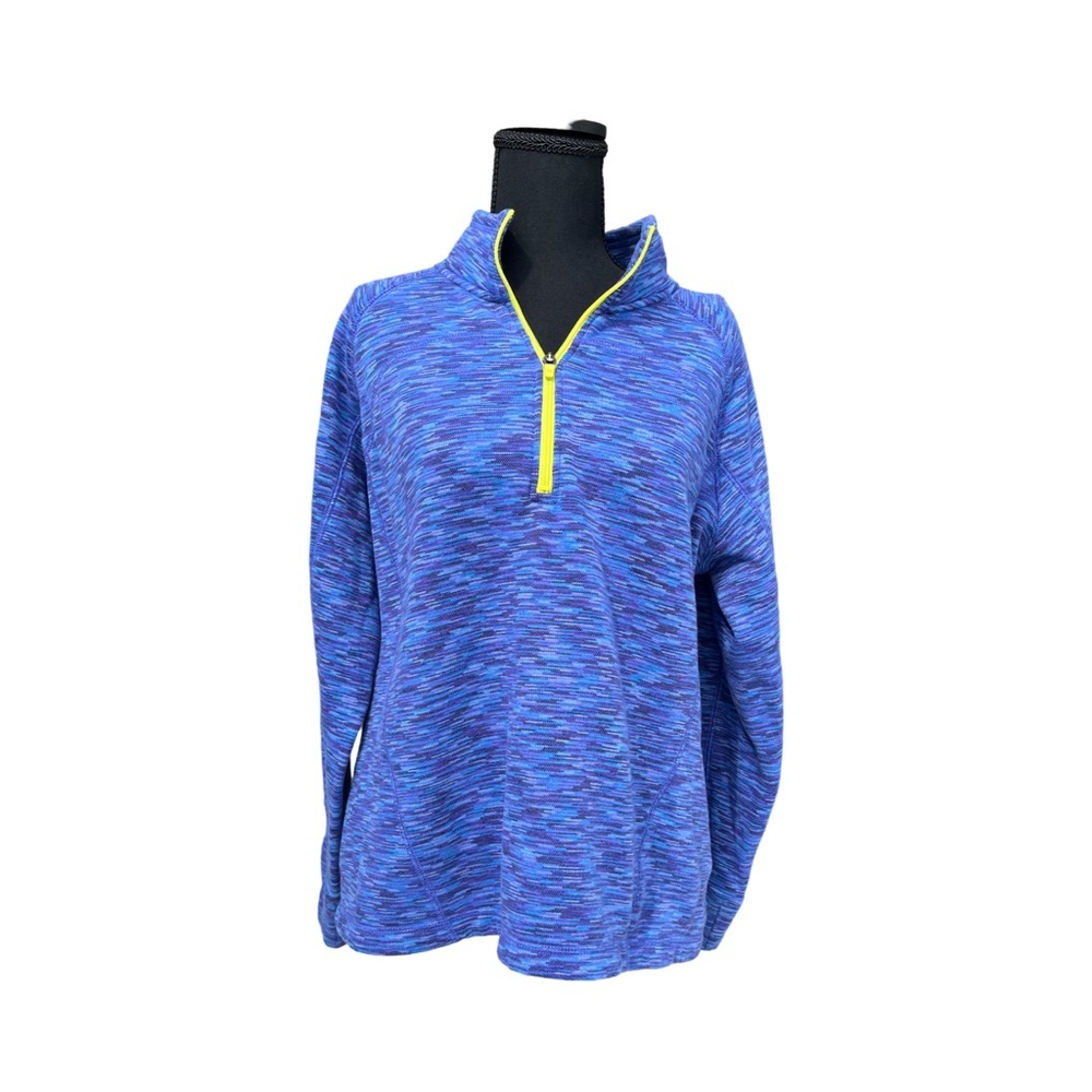 tek gear Blue Space-Dye Quarter Zip Pullover with Neon Yellow Trim